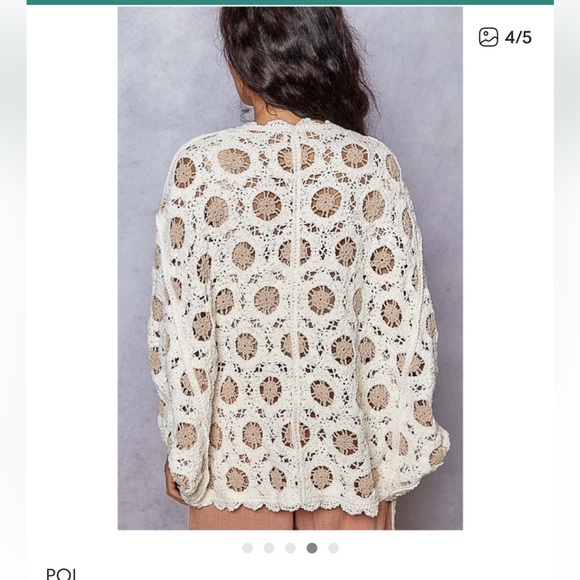 #184 POL New Crochet Lace Cardigan with Pink and Beige Outfit - Picture 2 of 4